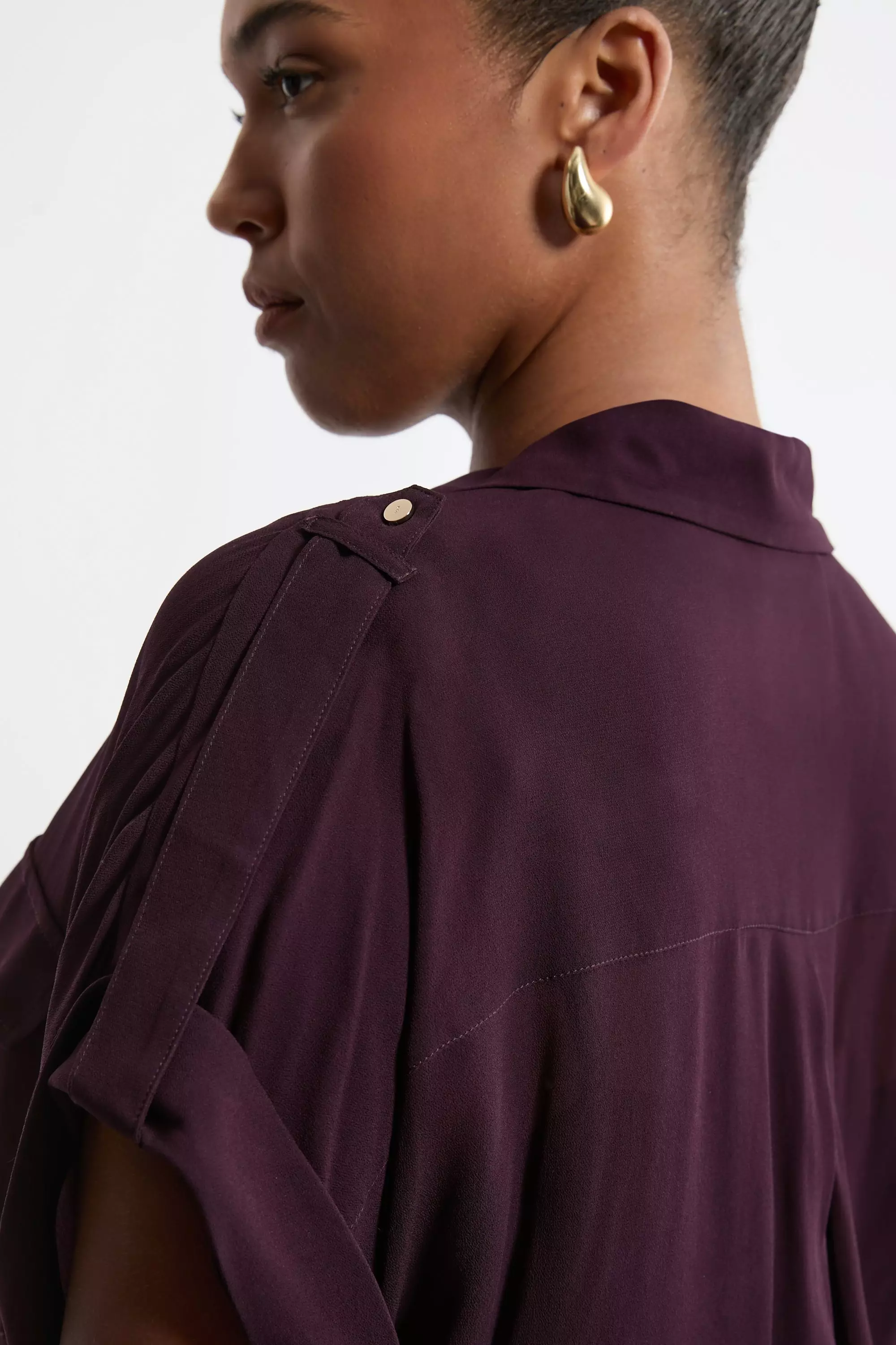 Plus Size Woven Viscose Short Sleeved Shirt | Karen Millen